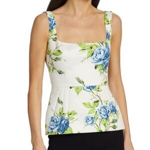 NWT Emilia Wickstead Yolette Faille Top Sz 8 US - Big Blue Rose